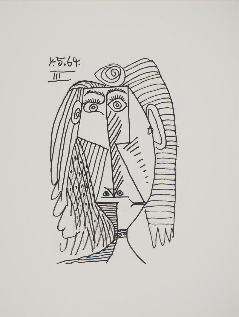 Pablo PICASSO : Visage déconstruit, Lithographie originale (vue générale) - Crédit photo : Galerie Art.Paris