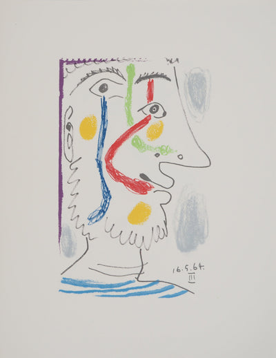 Pablo PICASSO : Autoportrait à la marinière, Lithographie originale (vue générale) - Crédit photo : Galerie Art.Paris