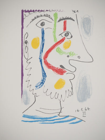 Pablo PICASSO : Autoportrait à la marinière, Lithographie originale (photo de détail 2) - Crédit photo : Galerie Art.Paris