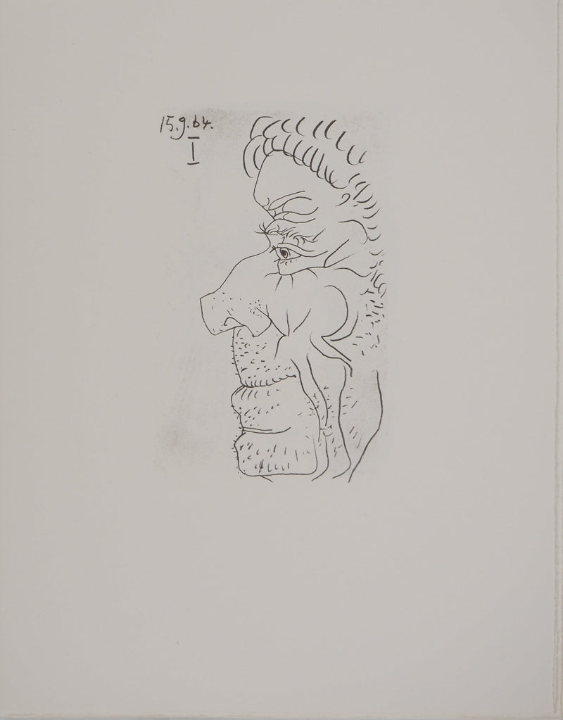 Pablo PICASSO : Caricature de la vieillesse, Lithographie originale (vue générale) - Crédit photo : Galerie Art.Paris