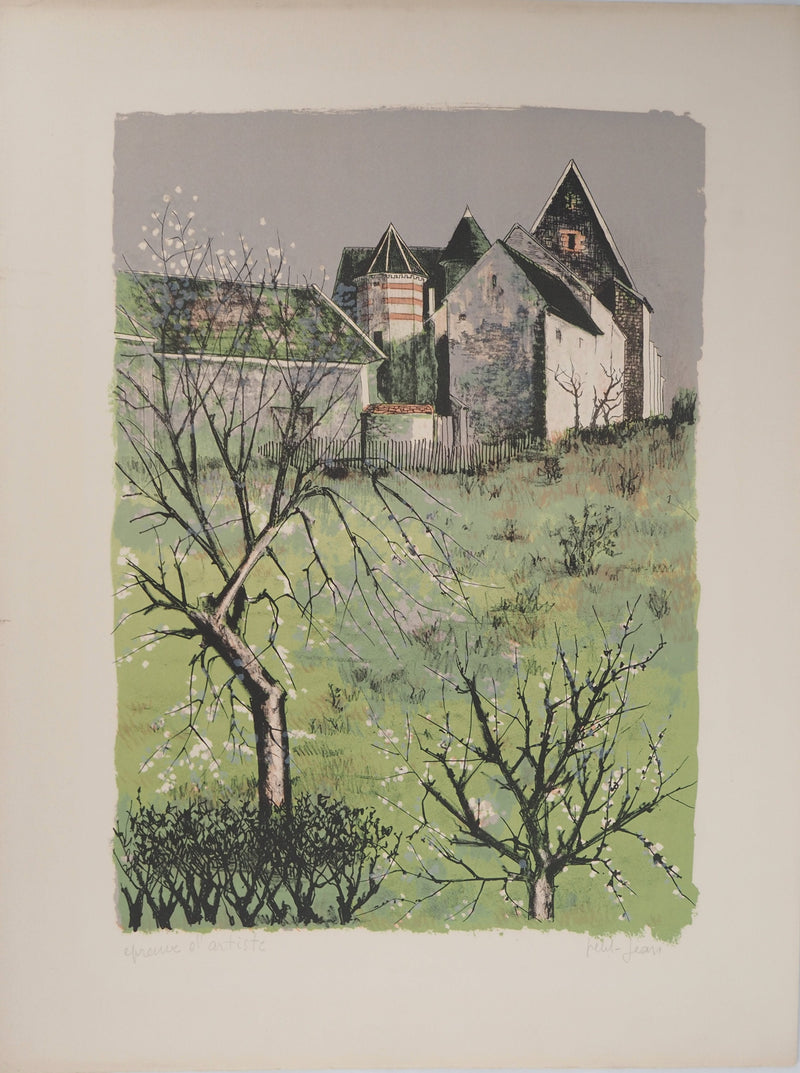  PETIT-JEAN : Vue sur une maison de campagne , Lithographie originale (vue générale) - Crédit photo : Galerie Art.Paris