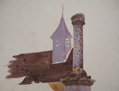Léopold Franz KOWALSKI : Monument devant église, c, Dessin original (photo de détail 3) - Crédit photo : Galerie Art.Paris