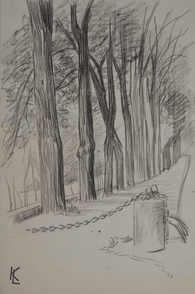 Léopold Franz KOWALSKI : Allée de platanes, c, Dessin original (photo de détail 2) - Crédit photo : Galerie Art.Paris
