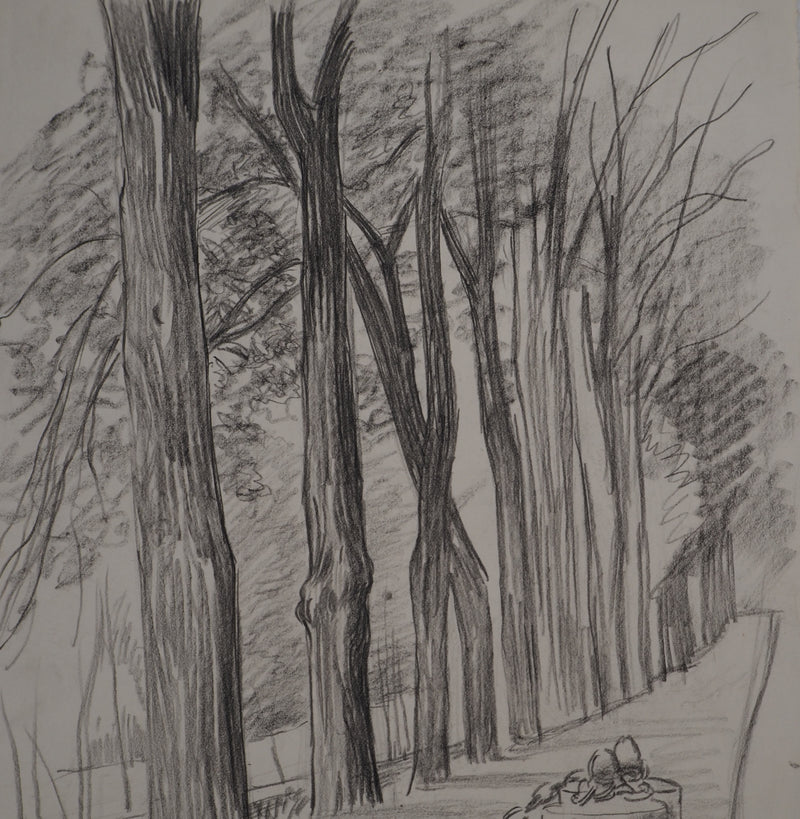 Léopold Franz KOWALSKI : Allée de platanes, c, Dessin original (photo de détail 3) - Crédit photo : Galerie Art.Paris