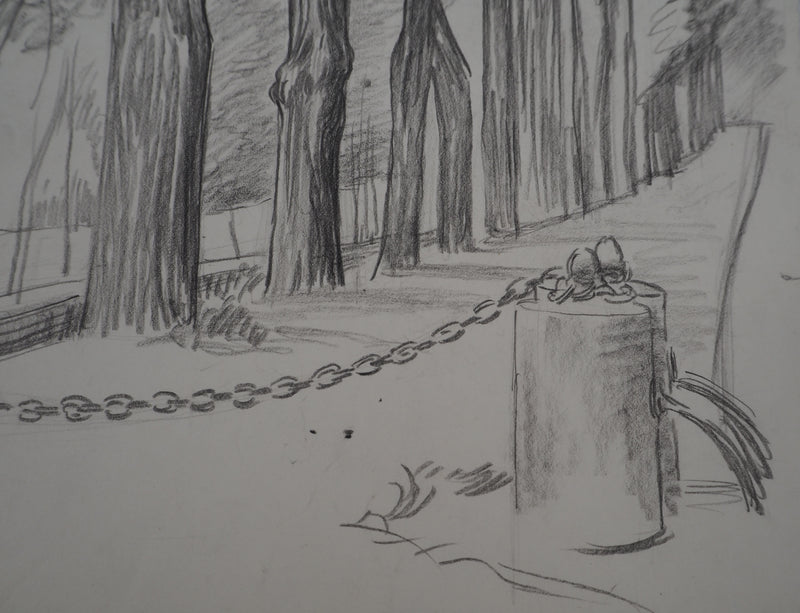 Léopold Franz KOWALSKI : Allée de platanes, c, Dessin original (photo de détail 4) - Crédit photo : Galerie Art.Paris