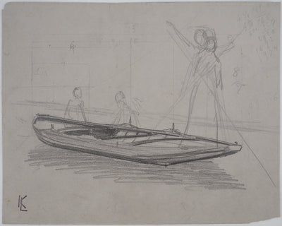 Léopold Franz KOWALSKI : Étude des sujets à la barque, c, Dessin original (vue générale) - Crédit photo : Galerie Art.Paris