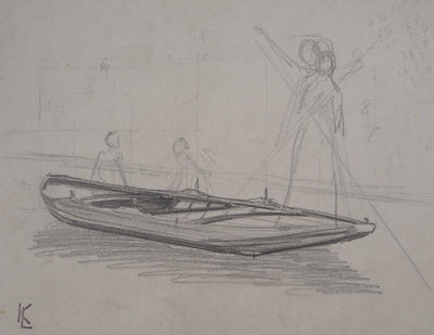 Léopold Franz KOWALSKI : Étude des sujets à la barque, c, Dessin original (photo de détail 2) - Crédit photo : Galerie Art.Paris