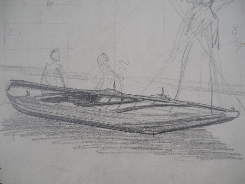 Léopold Franz KOWALSKI : Étude des sujets à la barque, c, Dessin original (photo de détail 3) - Crédit photo : Galerie Art.Paris