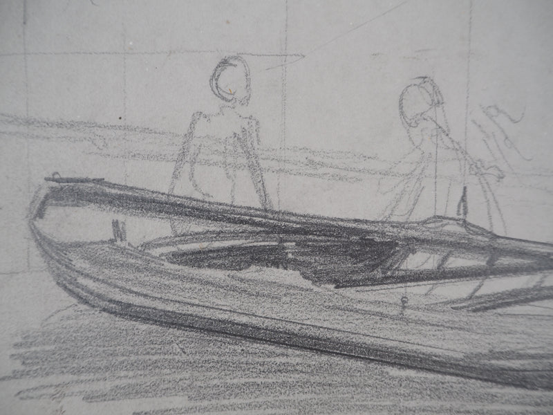 Léopold Franz KOWALSKI : Étude des sujets à la barque, c, Dessin original (photo de détail 5) - Crédit photo : Galerie Art.Paris