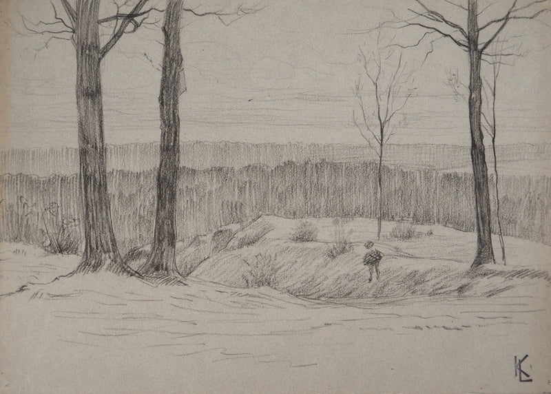 Léopold Franz KOWALSKI : Enfant à la prairie, c, Dessin original (photo de détail 2) - Crédit photo : Galerie Art.Paris