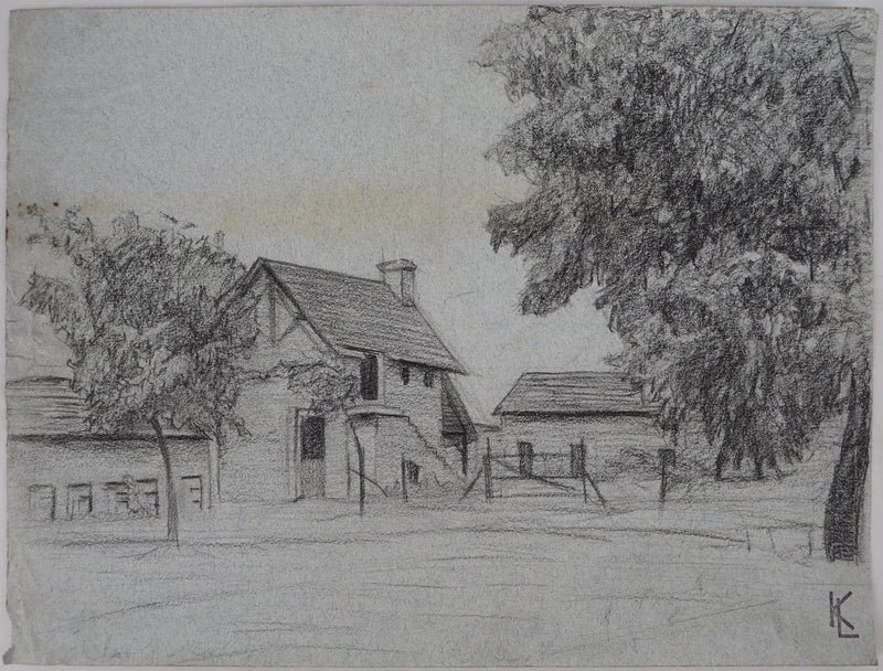 Léopold Franz KOWALSKI : Une ferme, c, Dessin original (vue générale) - Crédit photo : Galerie Art.Paris