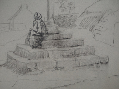 Léopold Franz KOWALSKI : Dame à la prière, c, Dessin original (photo de détail 3) - Crédit photo : Galerie Art.Paris