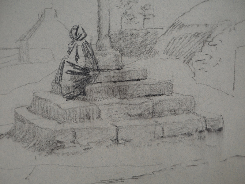 Léopold Franz KOWALSKI : Dame à la prière, c, Dessin original (photo de détail 3) - Crédit photo : Galerie Art.Paris