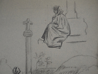 Léopold Franz KOWALSKI : Dame à la prière, c, Dessin original (photo de détail 5) - Crédit photo : Galerie Art.Paris