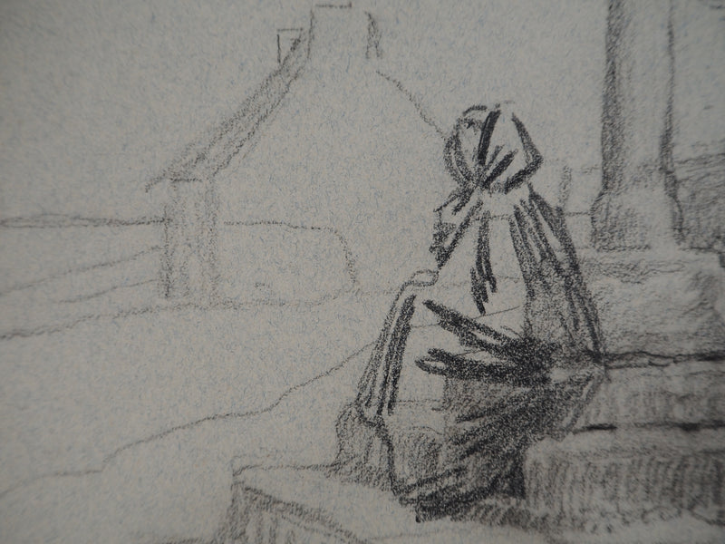 Léopold Franz KOWALSKI : Dame à la prière, c, Dessin original (photo de détail 4) - Crédit photo : Galerie Art.Paris