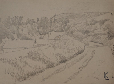 Léopold Franz KOWALSKI : Paysage de campagne, c, Dessin original (photo de détail 2) - Crédit photo : Galerie Art.Paris