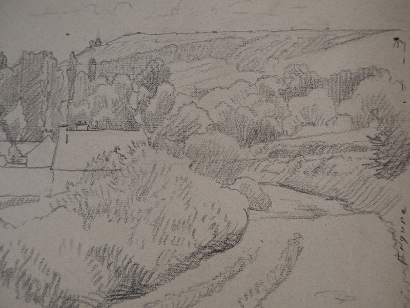 Léopold Franz KOWALSKI : Paysage de campagne, c, Dessin original (photo de détail 3) - Crédit photo : Galerie Art.Paris