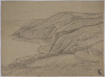 Léopold Franz KOWALSKI : Falaises de bord de mer, c, Dessin original (vue générale) - Crédit photo : Galerie Art.Paris