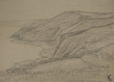 Léopold Franz KOWALSKI : Falaises de bord de mer, c, Dessin original (photo de détail 2) - Crédit photo : Galerie Art.Paris