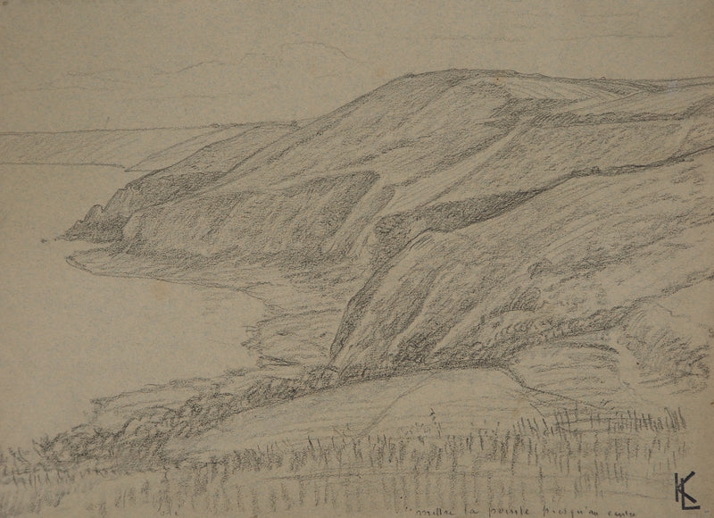 Léopold Franz KOWALSKI : Falaises de bord de mer, c, Dessin original (photo de détail 2) - Crédit photo : Galerie Art.Paris