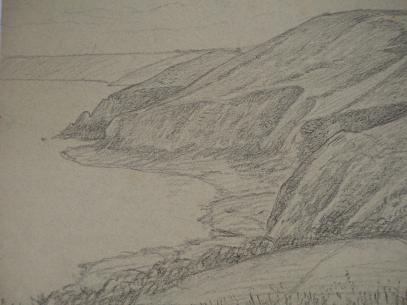 Léopold Franz KOWALSKI : Falaises de bord de mer, c, Dessin original (photo de détail 4) - Crédit photo : Galerie Art.Paris
