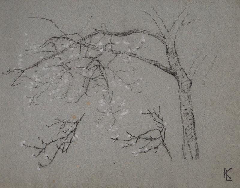 Léopold Franz KOWALSKI : Branche fleurie, c, Dessin original (photo de détail 2) - Crédit photo : Galerie Art.Paris