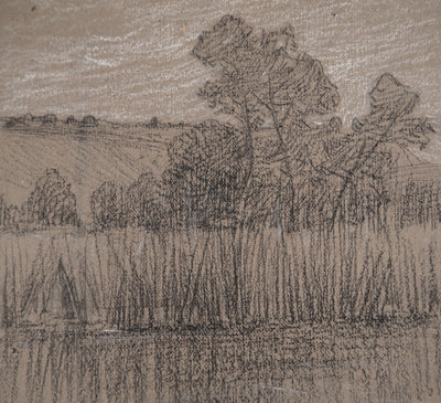 Léopold Franz KOWALSKI : Paysage de bord d'étang, c, Dessin original (photo de détail 3) - Crédit photo : Galerie Art.Paris