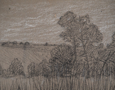Léopold Franz KOWALSKI : Paysage de bord d'étang, c, Dessin original (photo de détail 4) - Crédit photo : Galerie Art.Paris