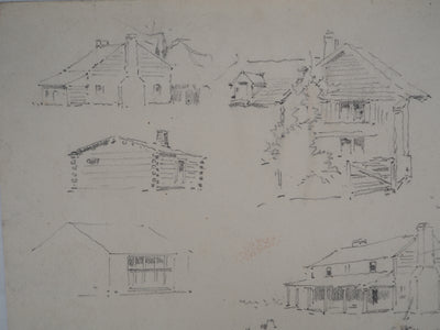 Léopold Franz KOWALSKI : Étude de l'architecture d'une bâtisse, c, Dessin original (photo de détail 3) - Crédit photo : Galerie Art.Paris