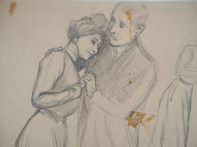 Léopold Franz KOWALSKI : L'étreinte, c, Dessin original (photo de détail 4) - Crédit photo : Galerie Art.Paris