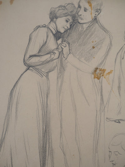 Léopold Franz KOWALSKI : L'étreinte, c, Dessin original (photo de détail 3) - Crédit photo : Galerie Art.Paris