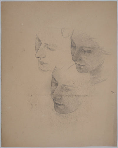 Léopold Franz KOWALSKI : Étude du visage de Camélia, c, Dessin original (vue générale) - Crédit photo : Galerie Art.Paris