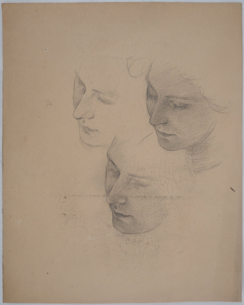 Léopold Franz KOWALSKI : Étude du visage de Camélia, c, Dessin original (vue générale) - Crédit photo : Galerie Art.Paris
