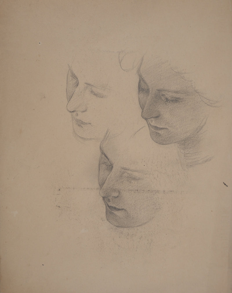 Léopold Franz KOWALSKI : Étude du visage de Camélia, c, Dessin original (photo de détail 2) - Crédit photo : Galerie Art.Paris