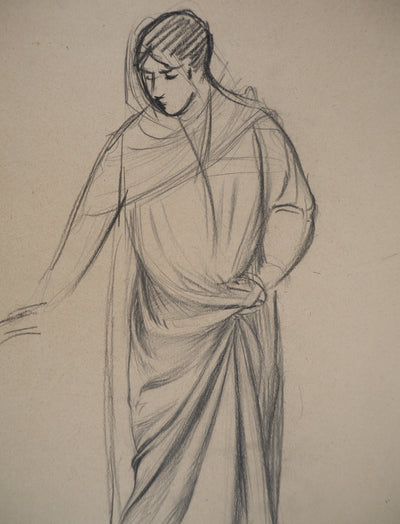 Léopold Franz KOWALSKI : Drapé d'une toge, c, Dessin original (photo de détail 3) - Crédit photo : Galerie Art.Paris