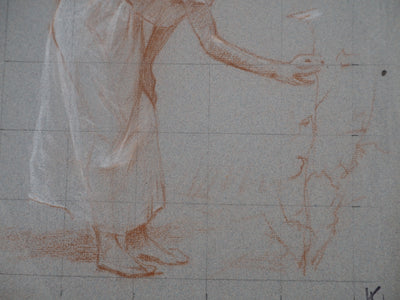 Léopold Franz KOWALSKI : La dame à la cueillette aux fleurs, c, Dessin original (photo de détail 6) - Crédit photo : Galerie Art.Paris