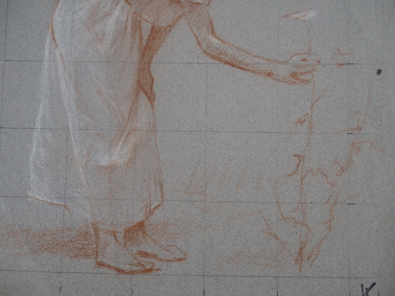 Léopold Franz KOWALSKI : La dame à la cueillette aux fleurs, c, Dessin original (photo de détail 6) - Crédit photo : Galerie Art.Paris