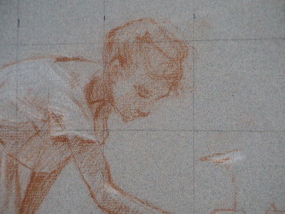 Léopold Franz KOWALSKI : La dame à la cueillette aux fleurs, c, Dessin original (photo de détail 4) - Crédit photo : Galerie Art.Paris