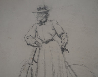 Léopold Franz KOWALSKI : Dame à la bicyclette, c, Dessin original (photo de détail 3) - Crédit photo : Galerie Art.Paris