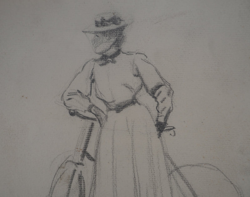 Léopold Franz KOWALSKI : Dame à la bicyclette, c, Dessin original (photo de détail 3) - Crédit photo : Galerie Art.Paris