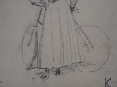 Léopold Franz KOWALSKI : Dame à la bicyclette, c, Dessin original (photo de détail 5) - Crédit photo : Galerie Art.Paris
