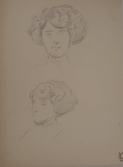 Léopold Franz KOWALSKI : Portrait de Christelle, c, Dessin original (photo de détail 2) - Crédit photo : Galerie Art.Paris