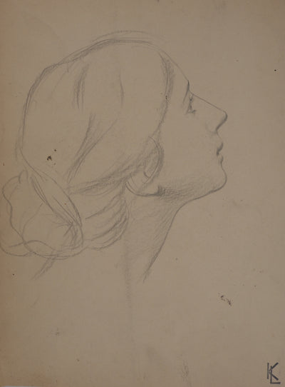 Léopold Franz KOWALSKI : Portrait d'Anaëlle de profil, c, Dessin original (photo de détail 2) - Crédit photo : Galerie Art.Paris