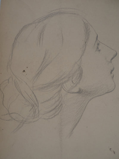 Léopold Franz KOWALSKI : Portrait d'Anaëlle de profil, c, Dessin original (photo de détail 3) - Crédit photo : Galerie Art.Paris