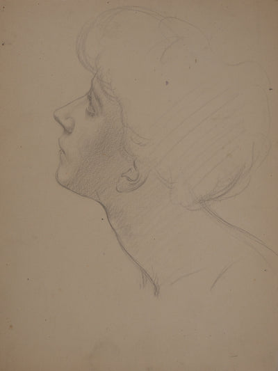 Léopold Franz KOWALSKI : Portrait d'Anaëlle de profil, c, Dessin original (photo de détail 5) - Crédit photo : Galerie Art.Paris