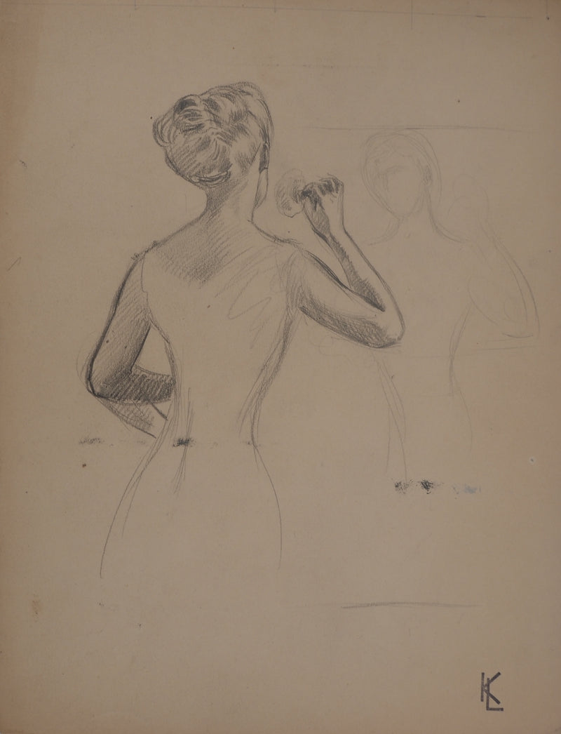 Léopold Franz KOWALSKI : La mise en beauté, c, Dessin original (photo de détail 2) - Crédit photo : Galerie Art.Paris