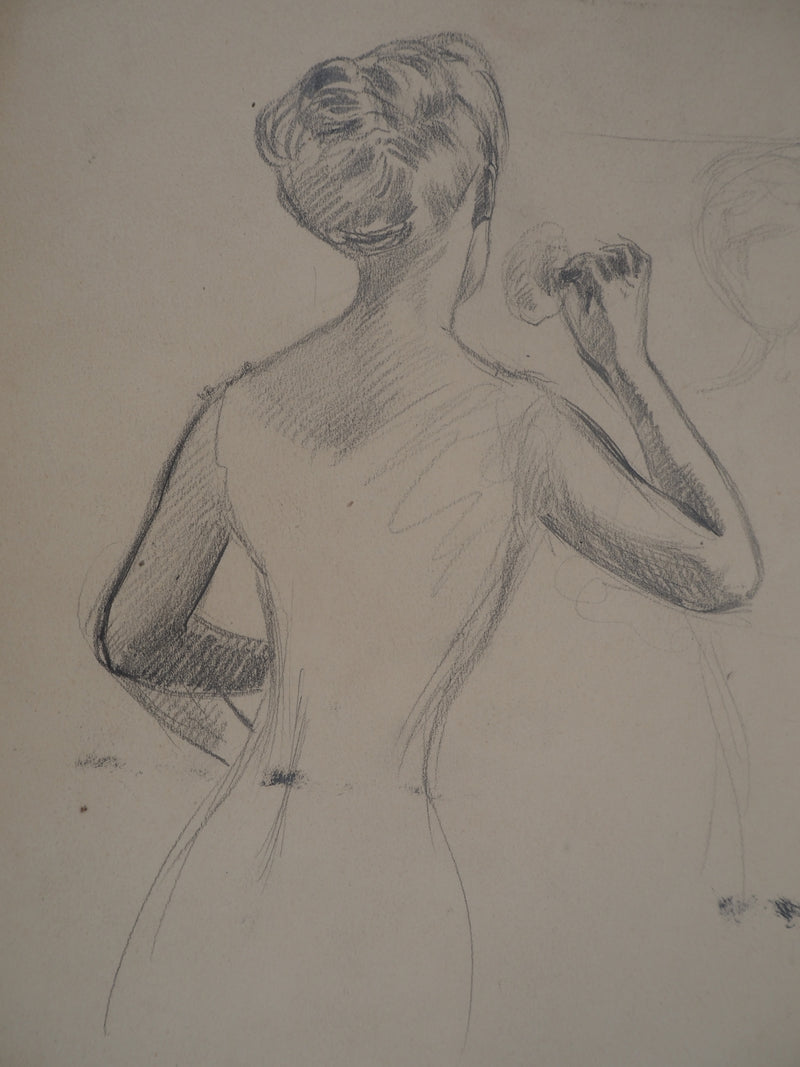 Léopold Franz KOWALSKI : La mise en beauté, c, Dessin original (photo de détail 3) - Crédit photo : Galerie Art.Paris