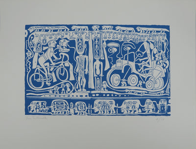 Yvon TAILLANDIER : L'ambassade du Taillandier-Land en bleu, Sérigraphie originale (photo de détail 3) - Crédit photo : Galerie Art.Paris