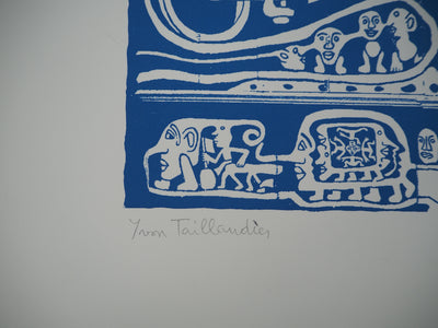 Yvon TAILLANDIER : L'ambassade du Taillandier-Land en bleu, Sérigraphie originale (photo de détail 2) - Crédit photo : Galerie Art.Paris