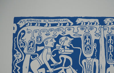 Yvon TAILLANDIER : L'ambassade du Taillandier-Land en bleu, Sérigraphie originale (photo de détail 4) - Crédit photo : Galerie Art.Paris